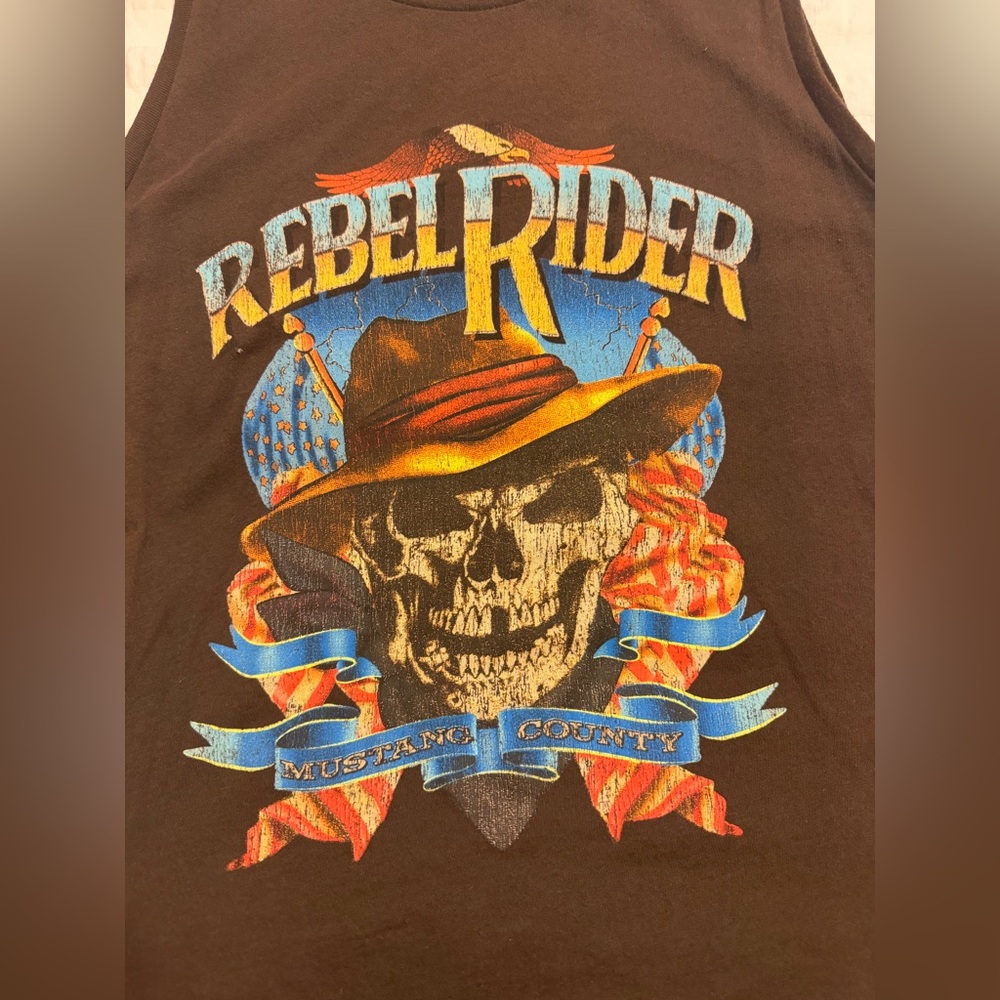 Spell Rebel Rider Graphic Black Sleeveless Top EUC / LIKE NEWA size M - Picture 8 of 14